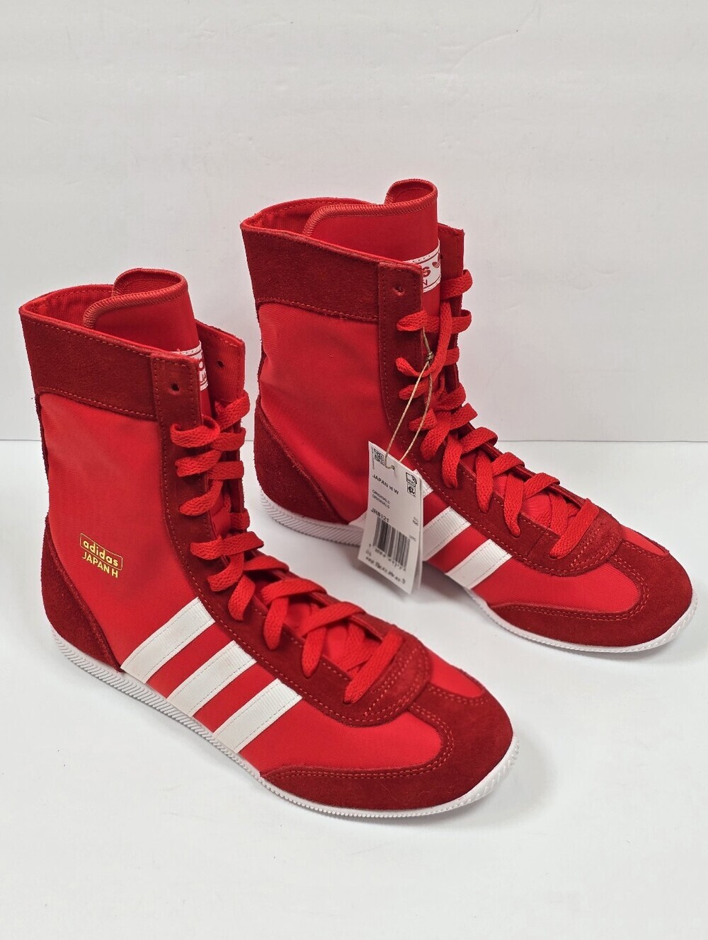 Adidas Originals Japan H High Top Red White Gold Boxing Style Sneakers Size 7